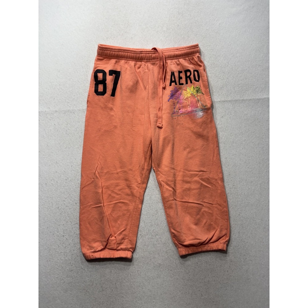 Aero Sweatpants Juniors Small Orange 19 Inseam Cropped Fleece 87 Logo Tropical